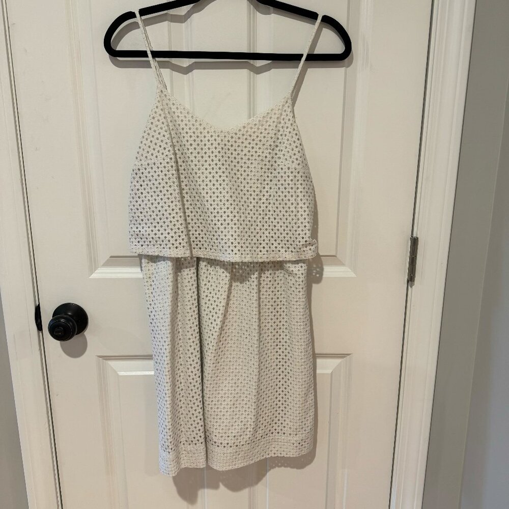 Ann Taylor Loft White Eyelet Lined‎ Dress - Size 2